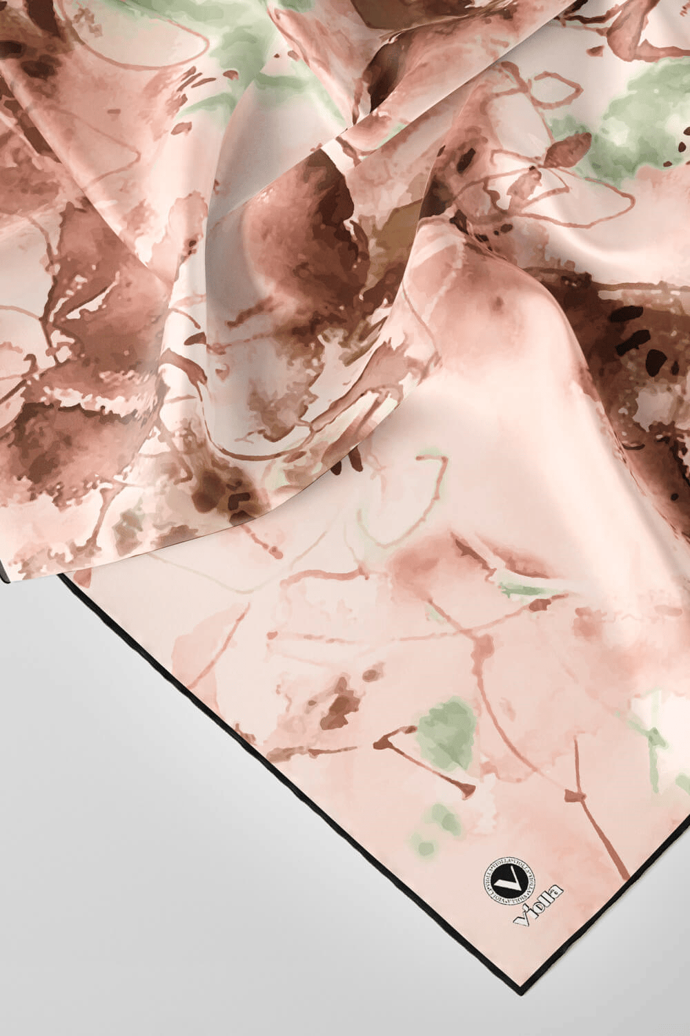 Twill Batik Çiçek Desenli Somon Renkli 90x90 Eşarp (İpek İçermez) Kenar Dikiş Şekli El Dikişli