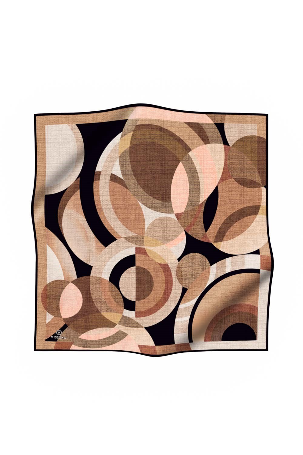 %100 Twill İpek Daire Desenli Vizon Renkli 90x90 Eşarp Eşarp Kenar Dikiş Şekli El Dikişli
