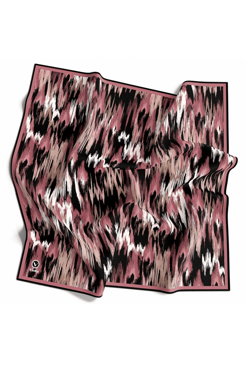 Twill Fırça Desenli Pudra Renkli 90x90 Eşarp (İpek İçermez) Kenar Dikiş Şekli El Dikişli
