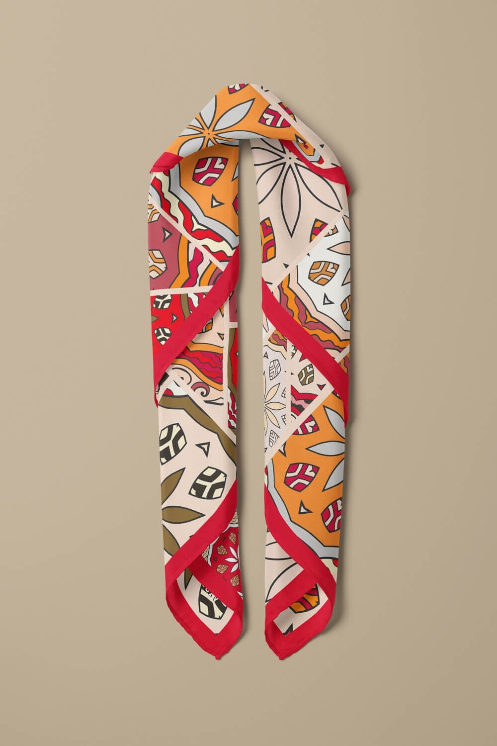 %100 İpek Etnik Desenli Kadın Bandana