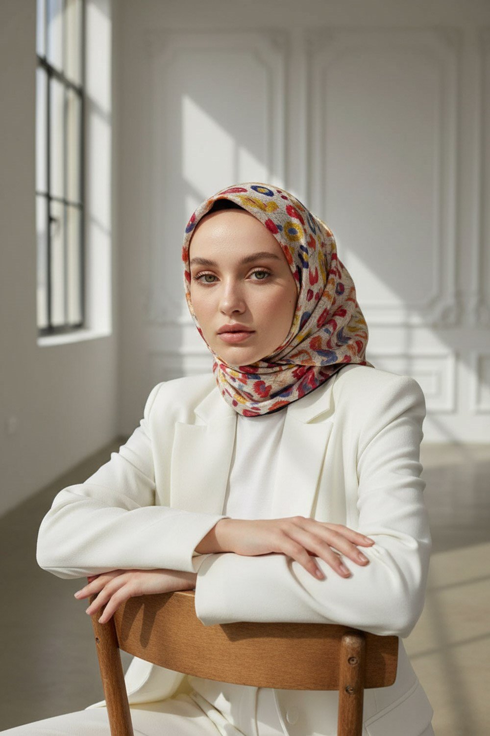 %100 Twill İpek Renkli Leopar Desenli Turuncu - Sarı Renkli 90x90 Eşarp Kenar Dikiş Şekli El Dikişli