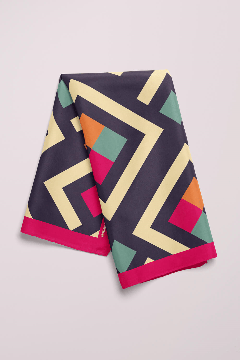 V48 Kadın Geometric Desenli Bandana 50x50 Mavi DG0119-22