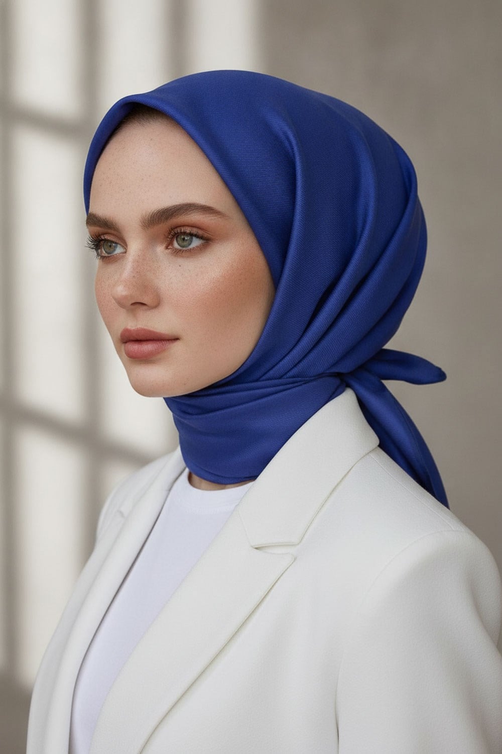 %100 Twill İpek Düz Parliement Mavisi Renkli Daha Tok Exclusive Serisi 90x90 Eşarp Dikim Şekli : El Dikişi