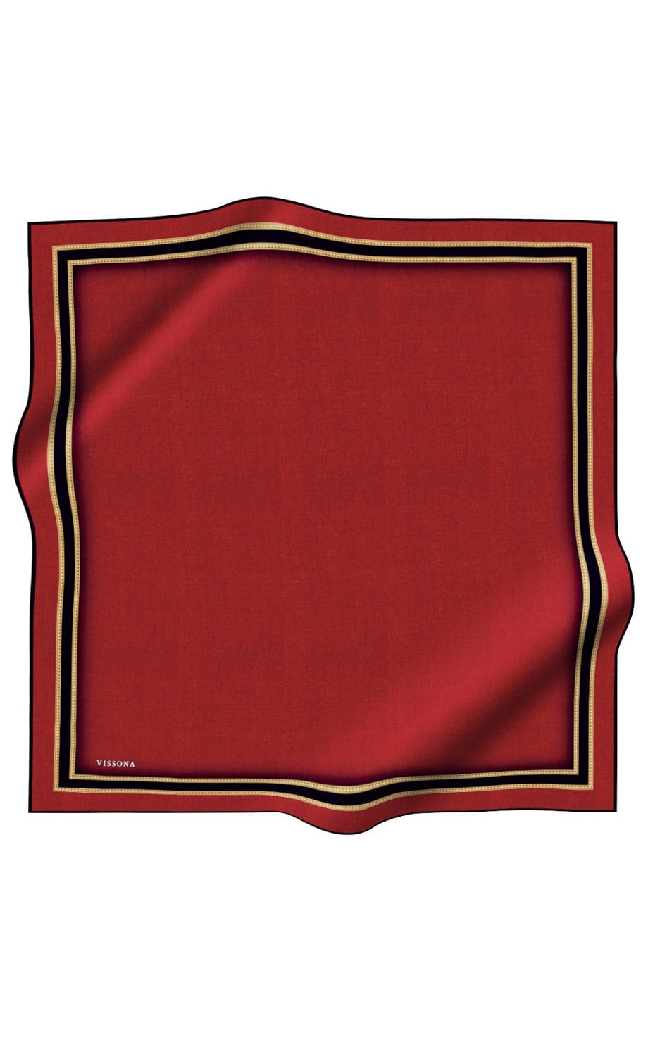 %100 Twill İpek Dokulu Şerit Desenli Siyah - Kırmızı Renkli 90x90 Eşarp Dikim Şekli : El Dikişi