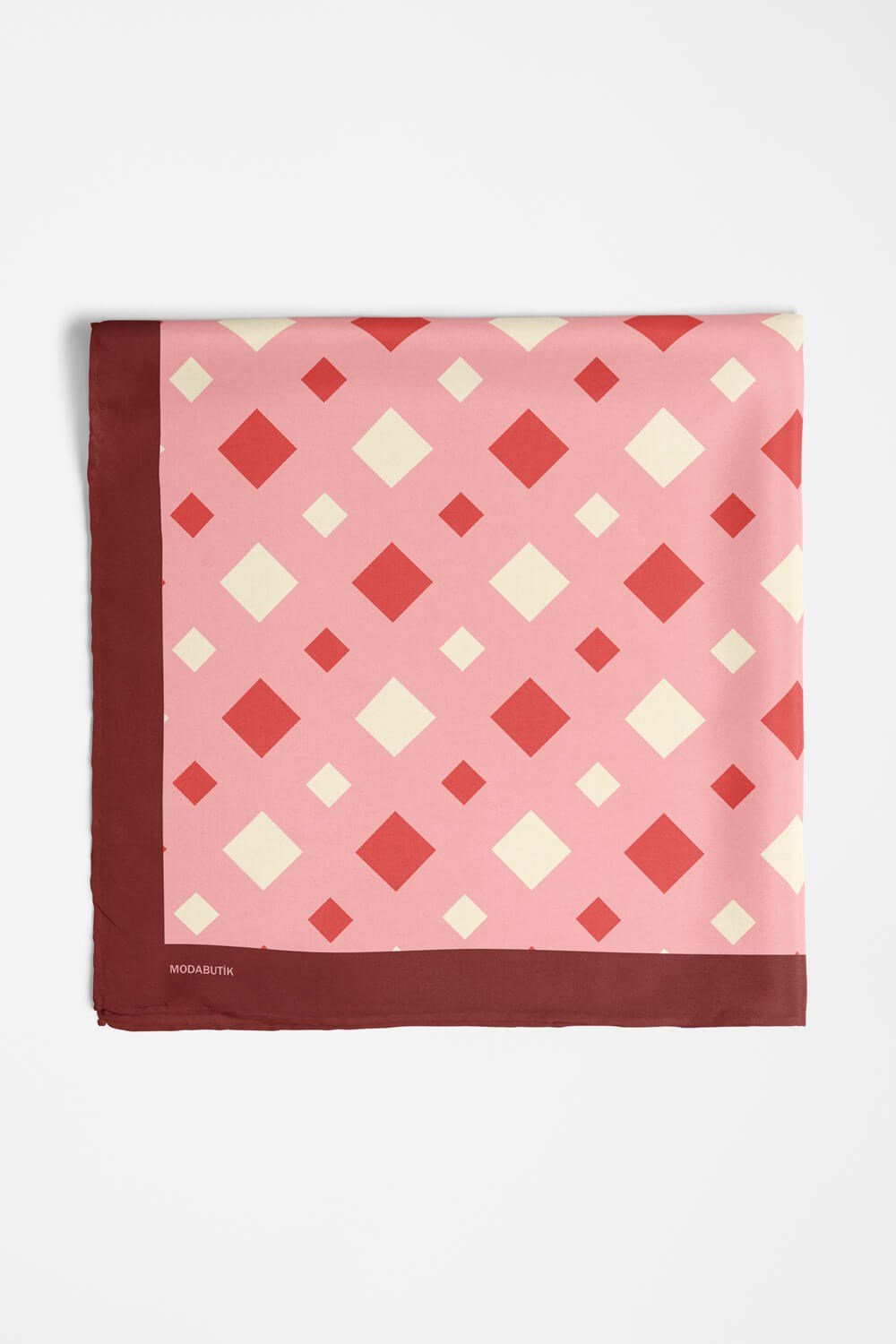 Violla D44 Kadın Kareli Desenli Bandana 50x50 Kırmızı DG0281-22