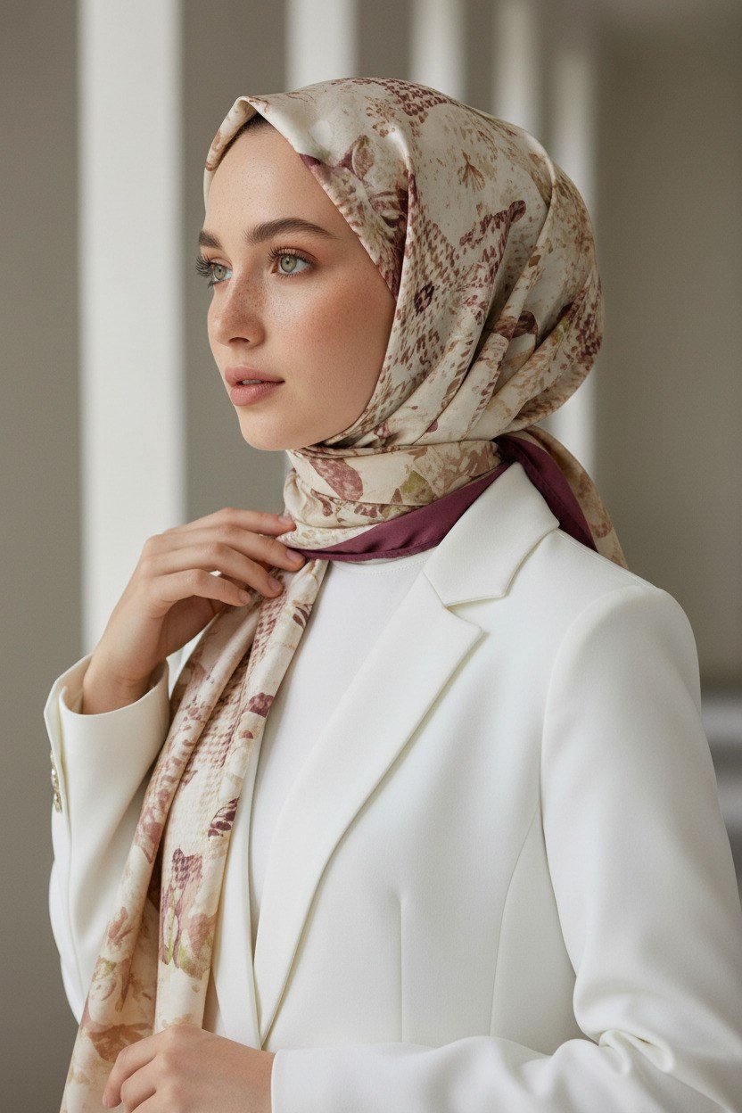 KREP EKOSELİ SONBAHAR DESENLİ GÜL KURUSU RENKLİ 75X195 KIRIŞMAZ ŞAL