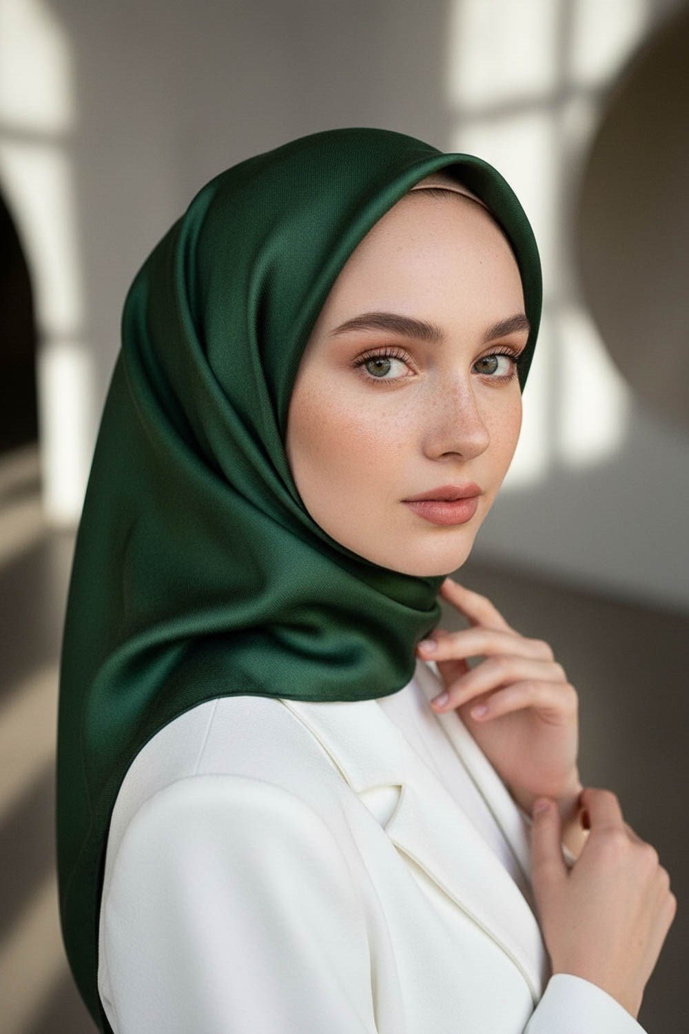 %100 Twill İpek Düz Zümrüt Yeşili Renkli Daha Tok Exclusive Serisi 90x90 Eşarp Dikim Şekli : El Dikişi