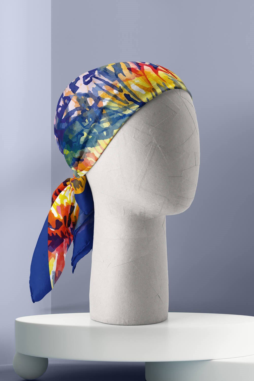 Violla D106 Kadın Yağlı Boya Desenli Bandana 50x50 Sarı DG0299-22