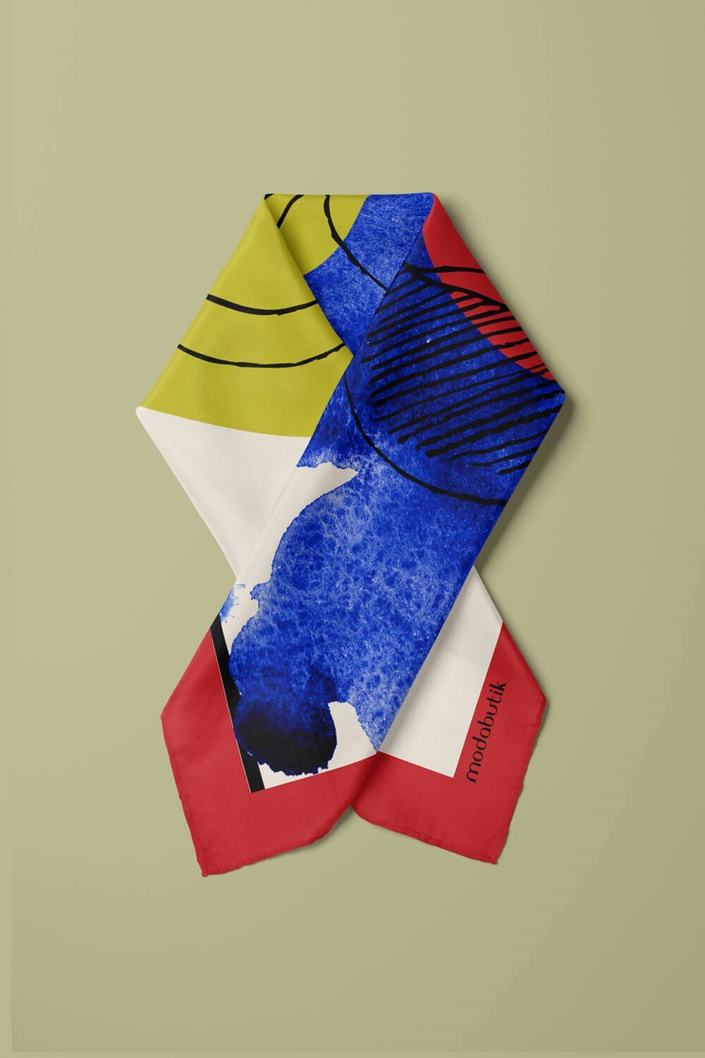 Violla V12 Kadın Portre Desenli Bandana 50x50 Gri Mavi DG0489-22