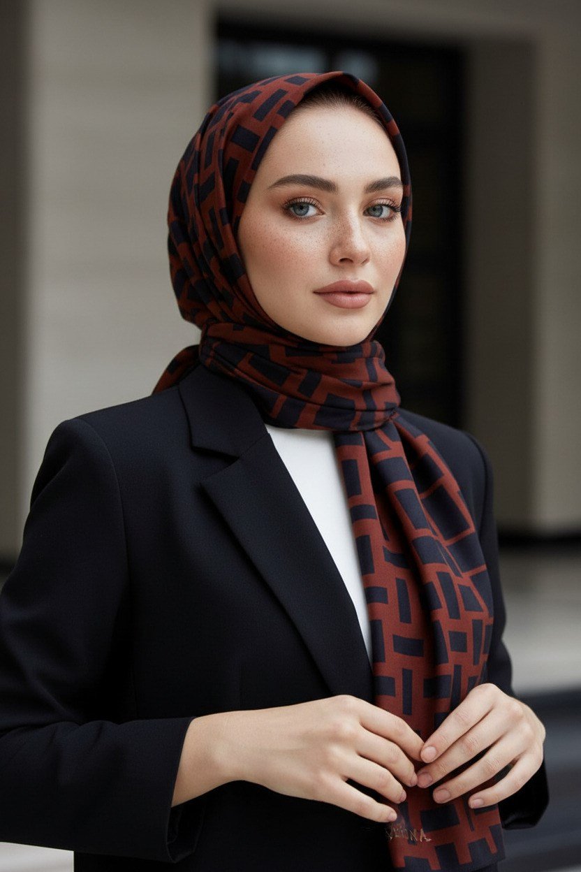 KREP KARELİ DESENLİ BORDO RENKLİ 75X195 KIRIŞMAZ ŞAL