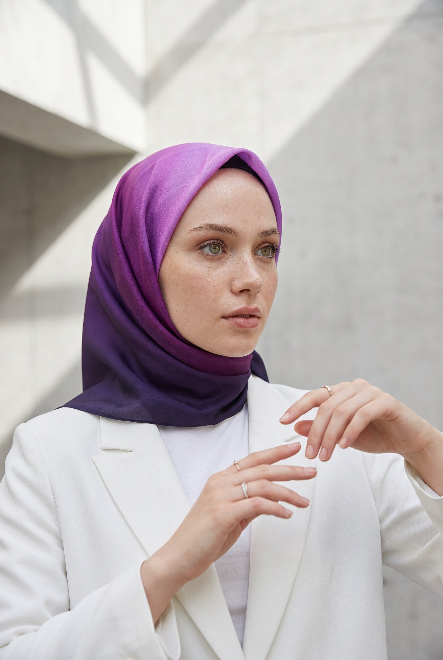 %100 Twill İpek Gül Desenli Mor - Pembe Renkli 90x90 Eşarp Dikim Şekli : El Dikişi