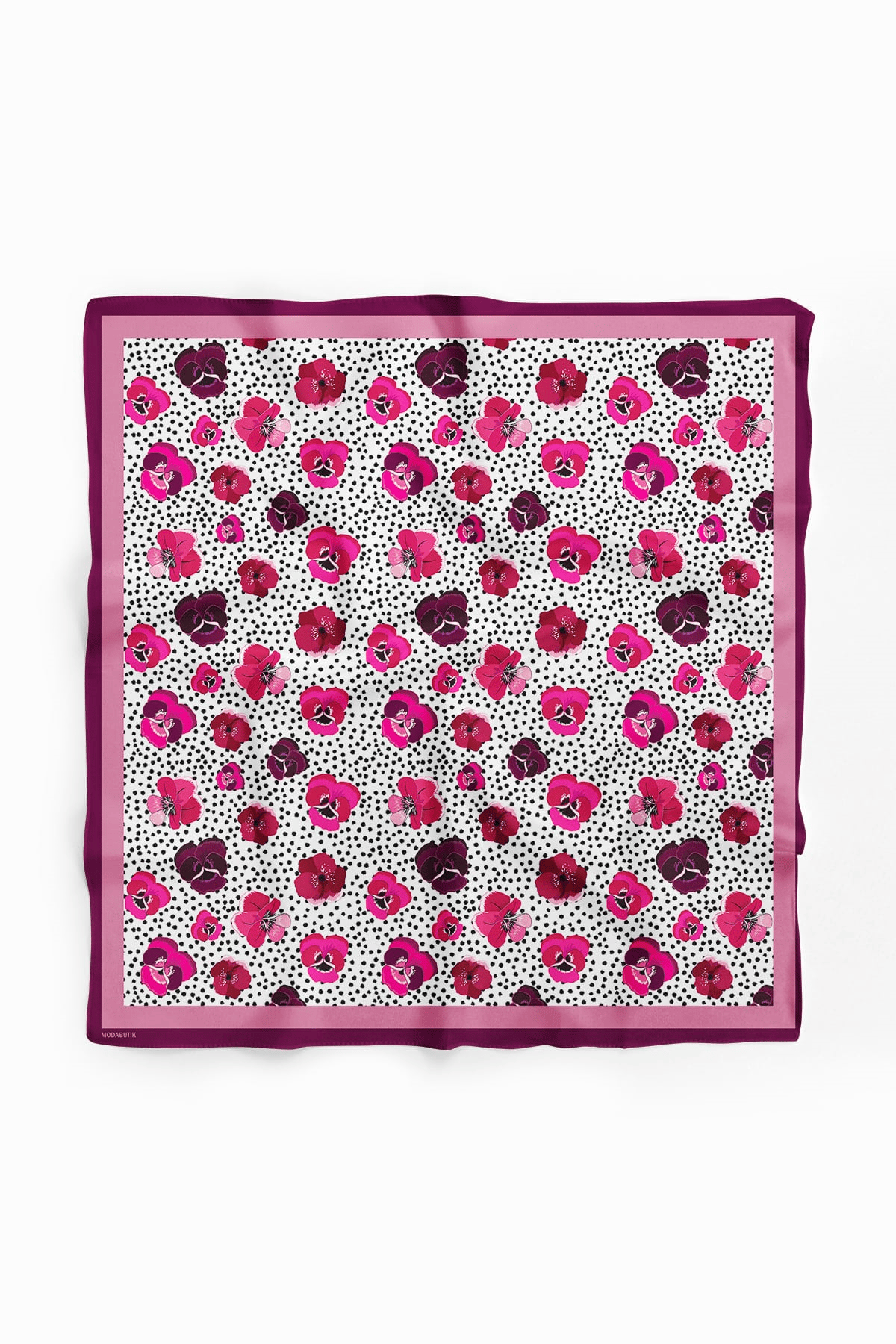 D20 Kadın Menekşe Desenli 50x50 Bandana HYL DG0893-22