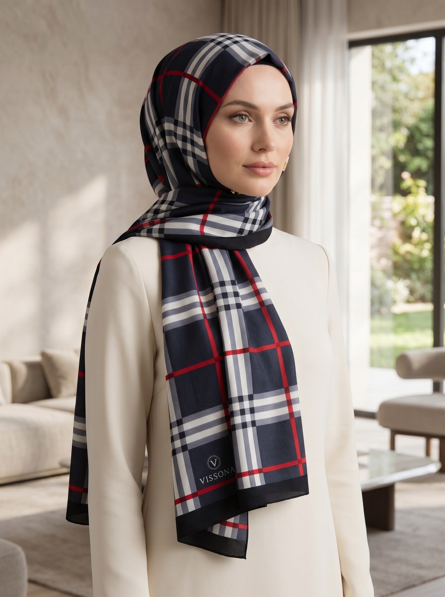 KREP EKOSE DESENLİ FÜME RENKLİ 75X195 KIRIŞMAZ ŞAL