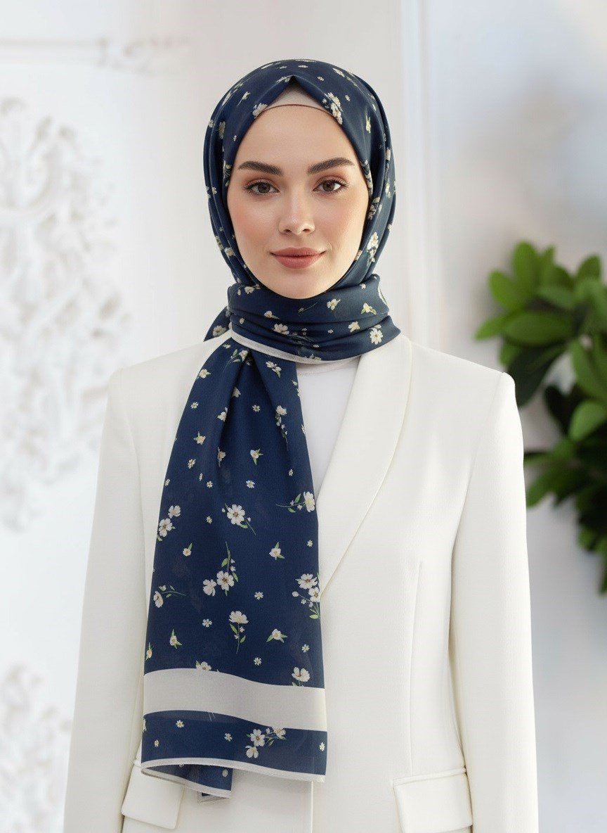 %100 Saf İpek Şal İnce Saten Vual Dokuma Fresh 90x210 Şal