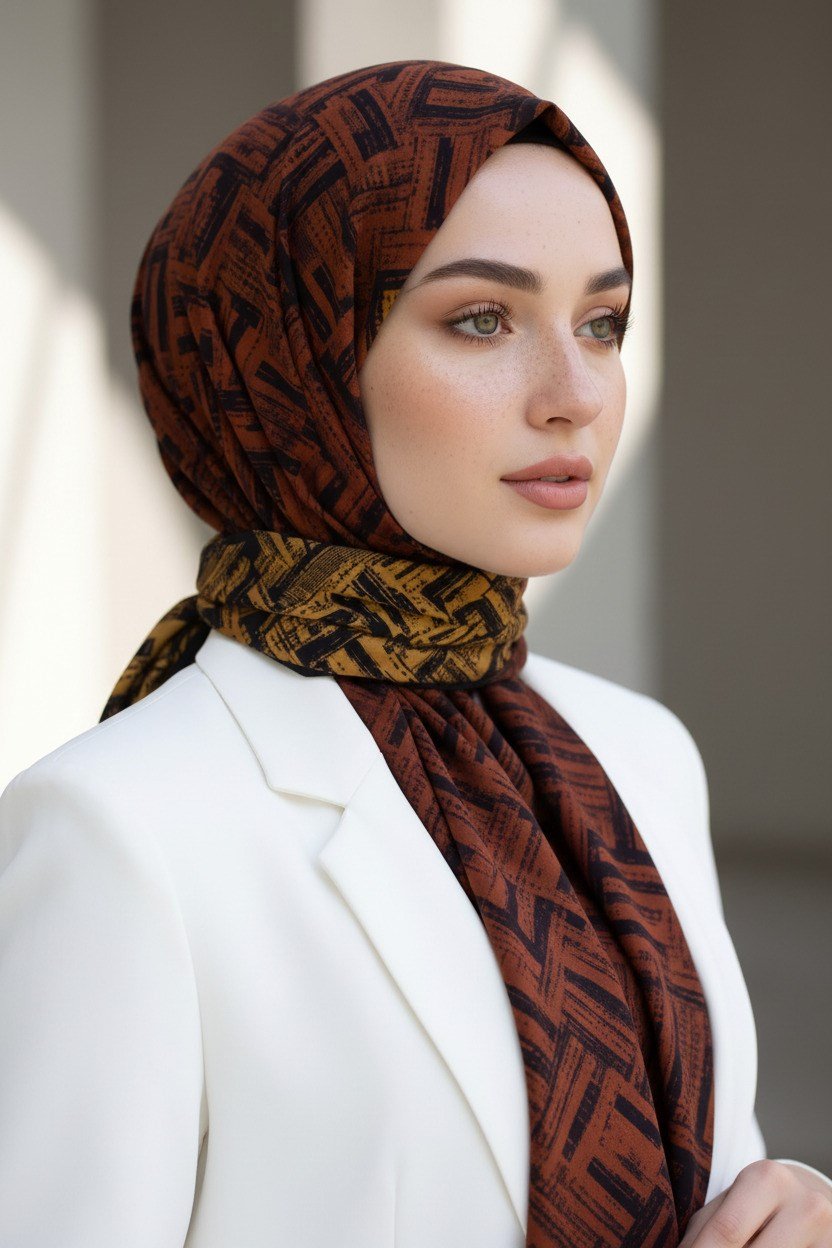 KREP DEGRADELİ ÇİZGİ DESENLİ HARDAL RENKLİ 75X195 KIRIŞMAZ ŞAL