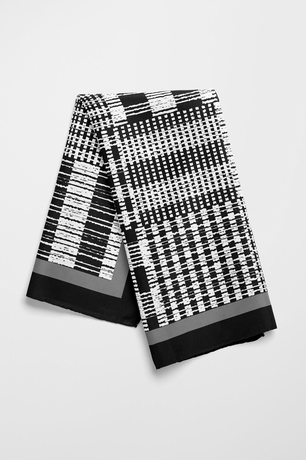 Violla Kadın Siyah Beyaz Kareli Desenli 50x50 Bandana HYL DG0810-22