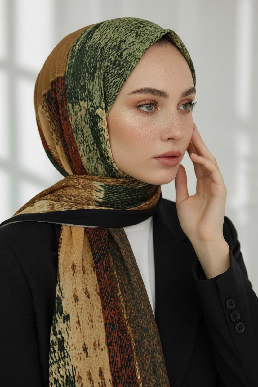KREP KAZAYAĞI DESENLİ SİYAH RENKLİ 75X195 KIRIŞMAZ ŞAL
