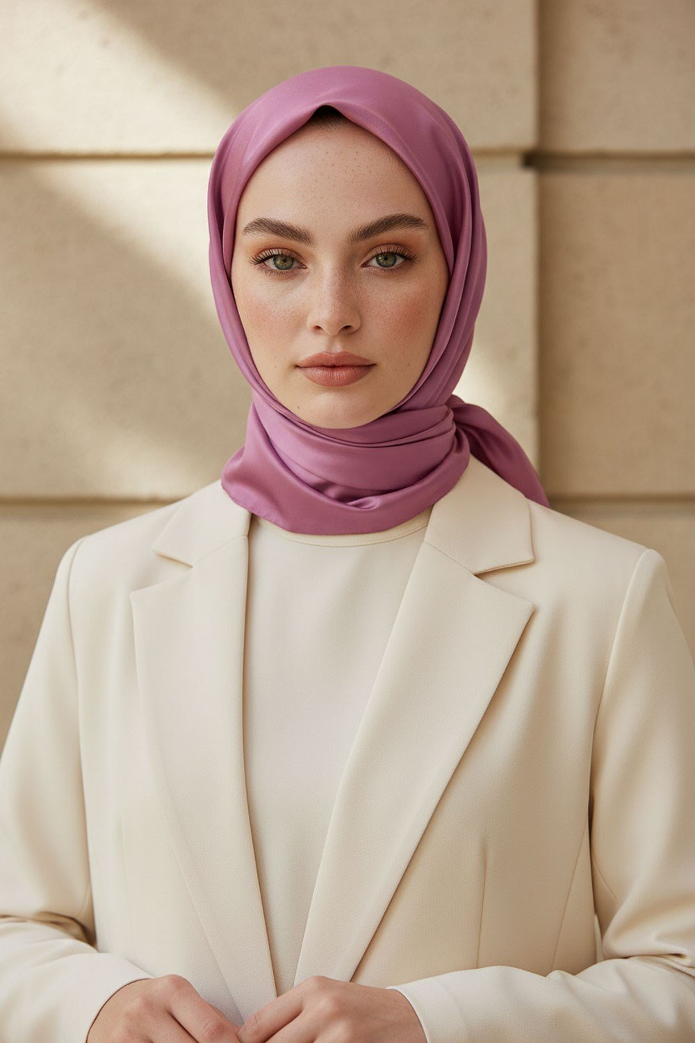 Viskon Twill İpek Eşarp 90x90 Pembe Düz Renk Az Hatalı El Dikişli Kadın Eşarp