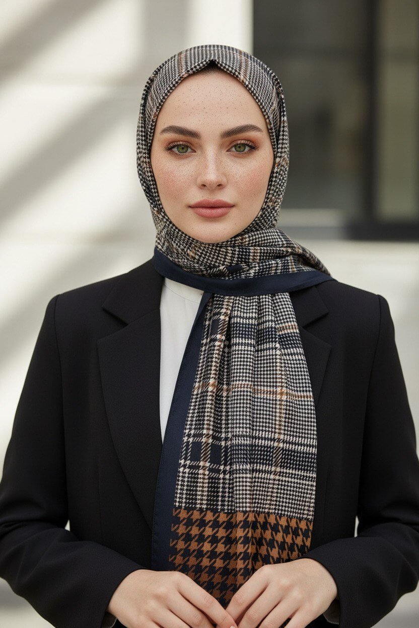 KREP EKOSELİ KAZAYAK DESENLİ HARDAL RENKLİ 75X195 KIRIŞMAZ ŞAL