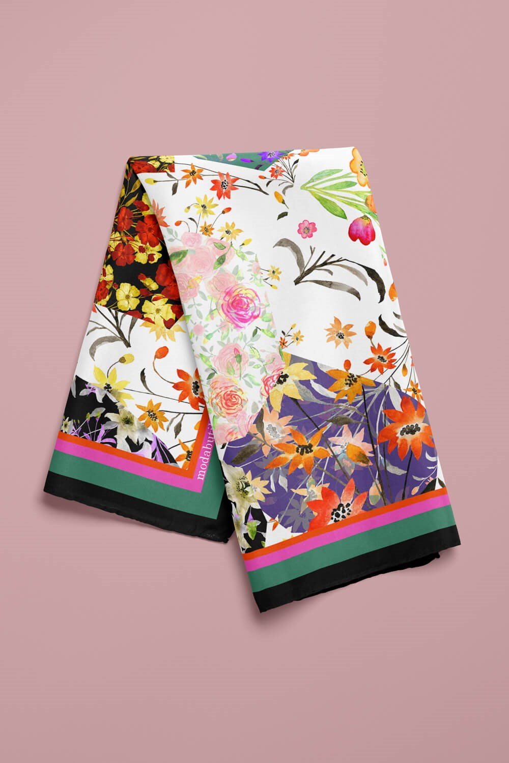 Violla G66 FLOWERS PATCHWORK TASARIMLI BANDANA  DG11971