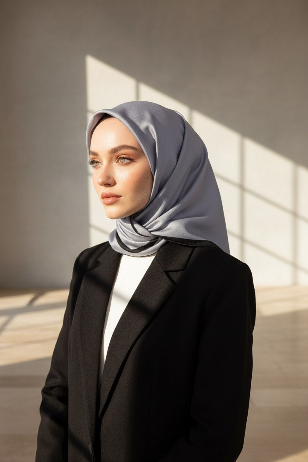 100% Twill İpek Düz Renk Bordür Desenli Gri Siyah Renkli Daha Tok Exclusive Serisi 90x90 Dikim Şekli : El Dikişi Eşarp