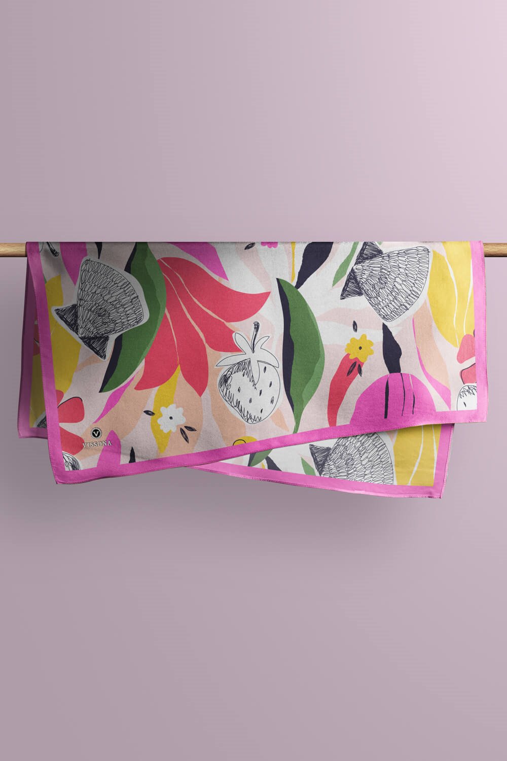 Saten İpek Çiçek Desenli Kadın Bandana