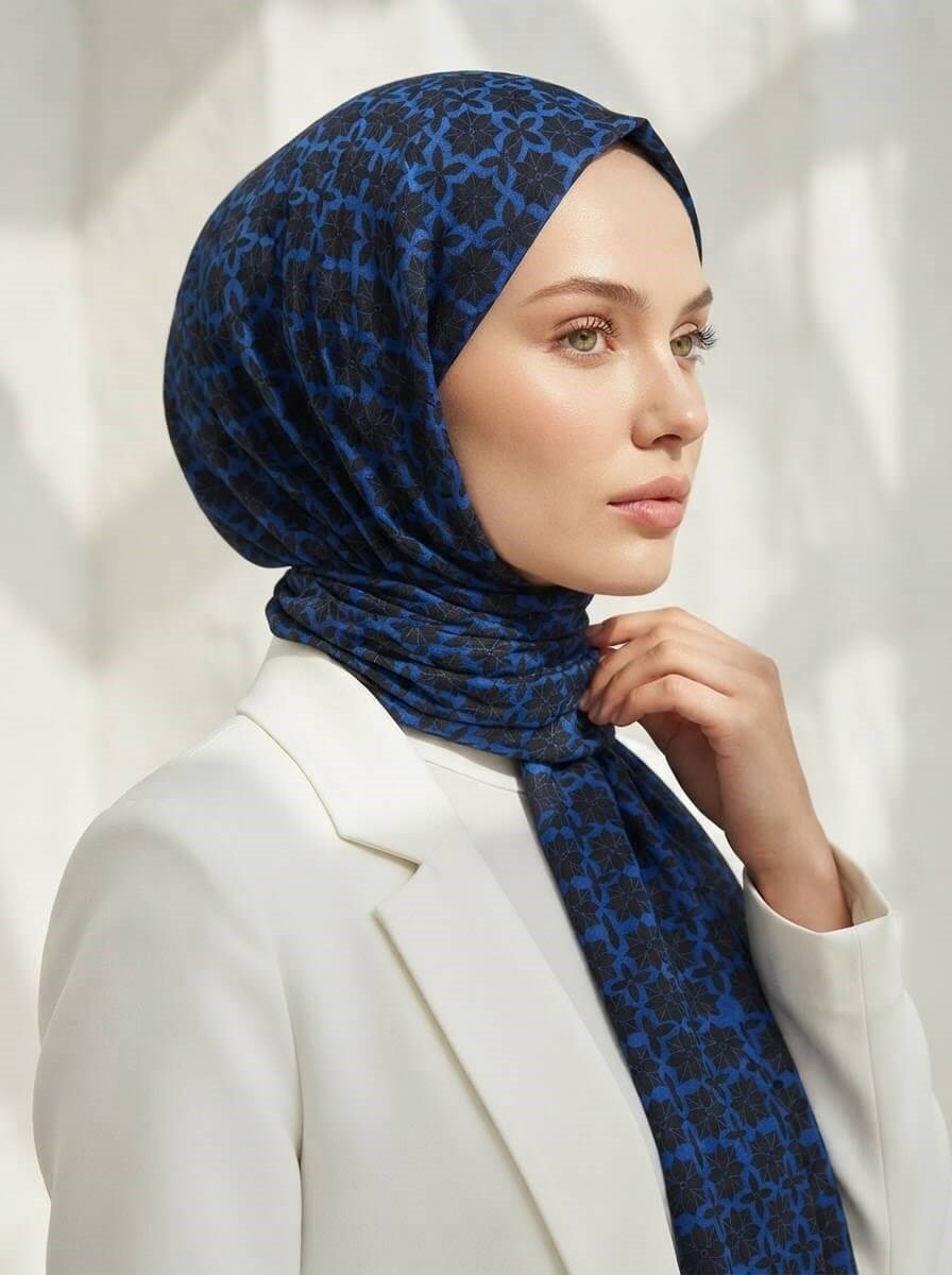 %100 Saf İpek Şal İnce Saten Vual Dokuma Jakar Desenli 90x210 Şal