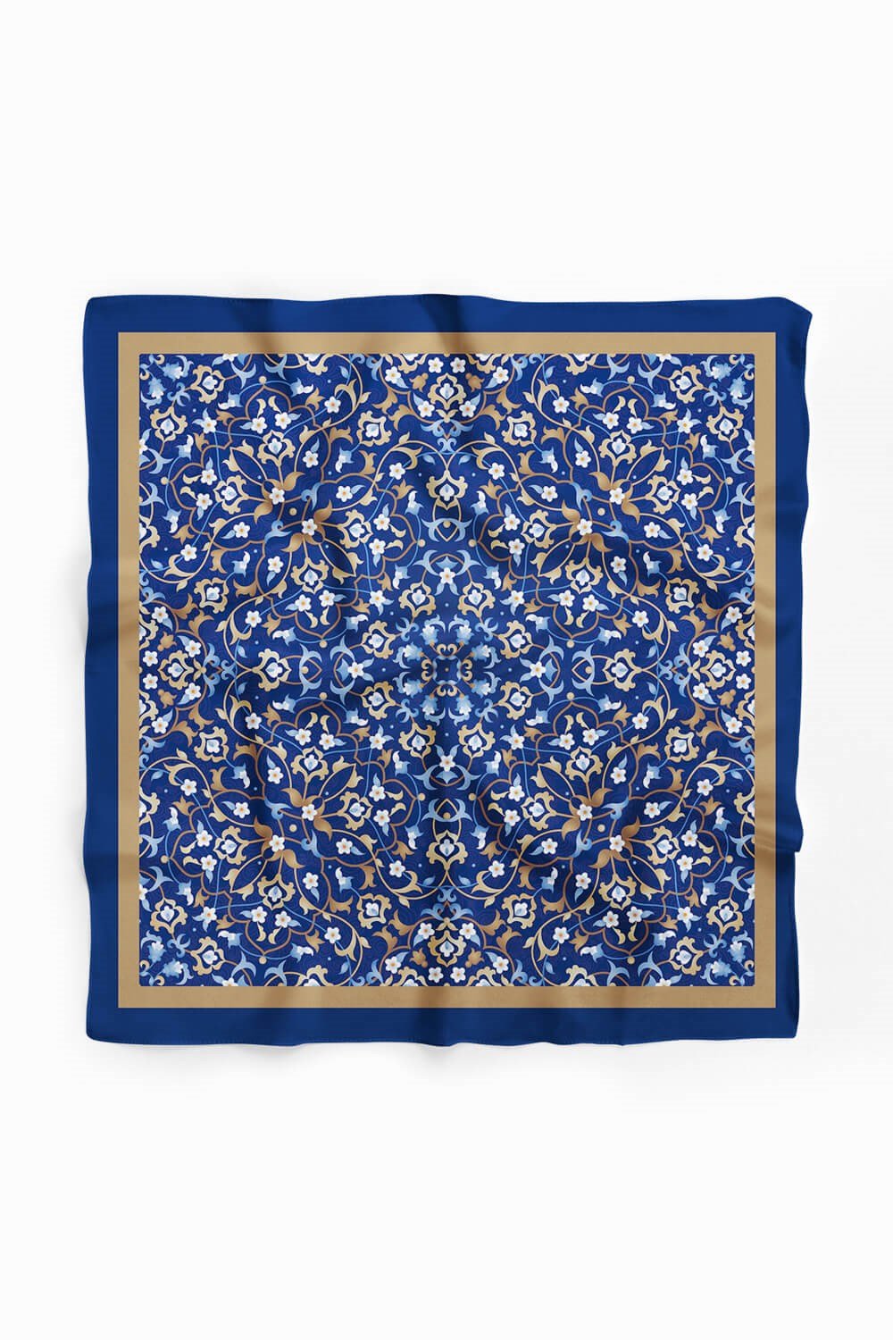 C36 Kadın Lacivert Dairesel Çiçek Desenli 50x50 Bandana HYL DG0623-22