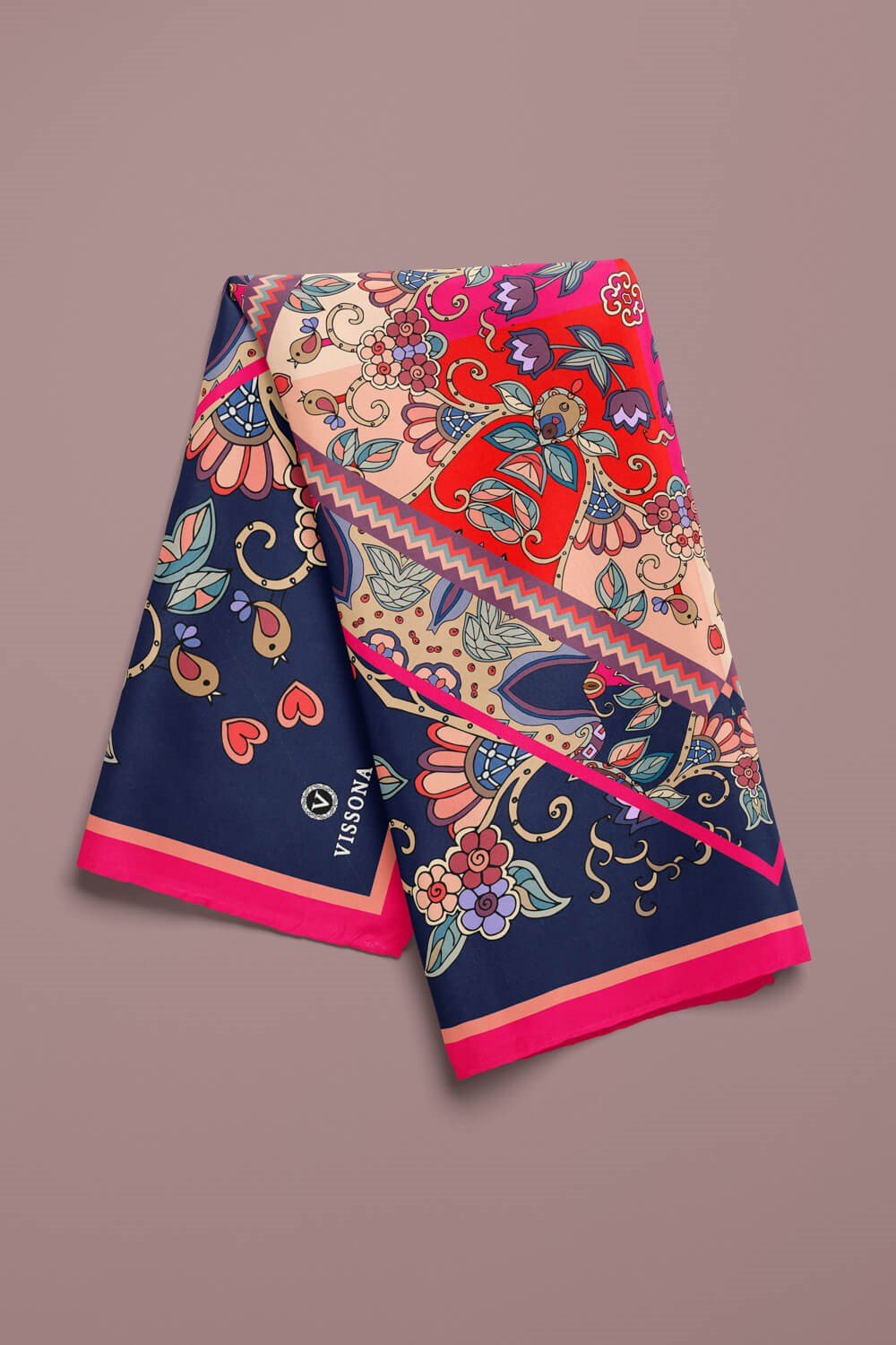 %100 İpek Etnik Desenli Kadın Bandana