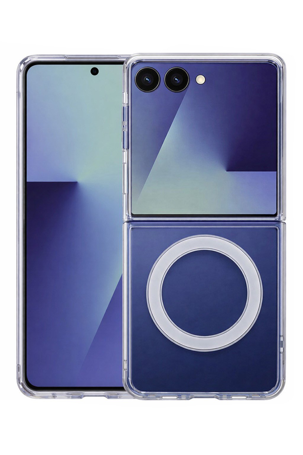 Samsung Galaxy Z Flip 7 Uyumlu Kamera Korumalı Magsafe Wireless Şarj Özellikli Lüks Şeffaf Silikon Telefon Kılıfı