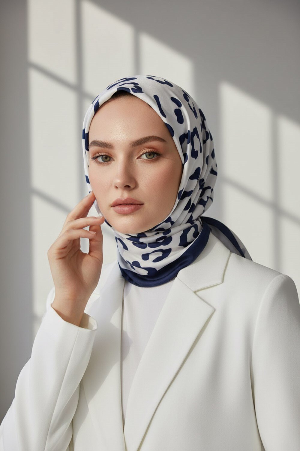 KREP LEOPAR DESENLİ KREM - LACİ RENKLİ 75X195 KIRIŞMAZ ŞAL