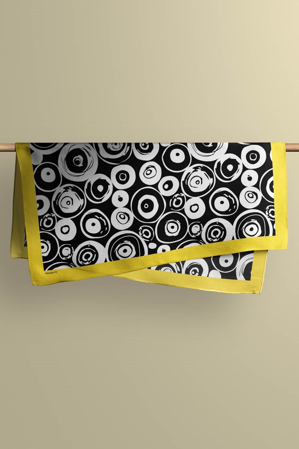 Violla F51 Kadın Halka Desenli Bandana 50x50 Siyah Beyaz DG0327-22