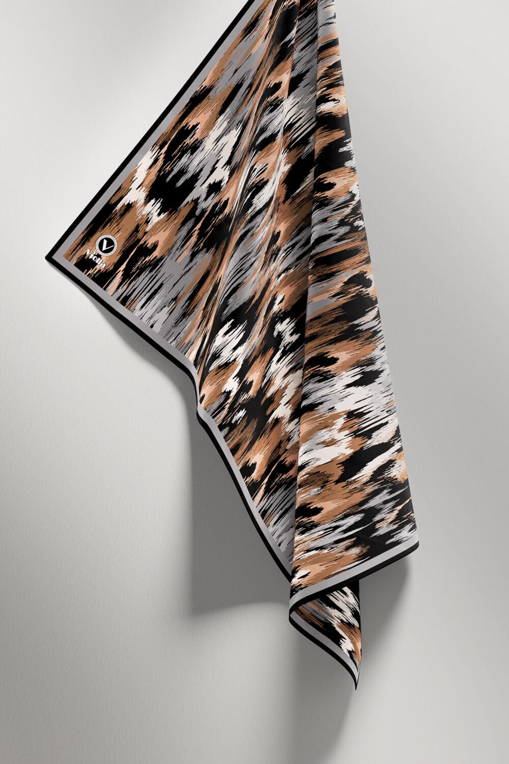 Twill Fırça Desenli Gri Renkli 90x90 Eşarp (İpek İçermez) Kenar Dikiş Şekli El Dikişli