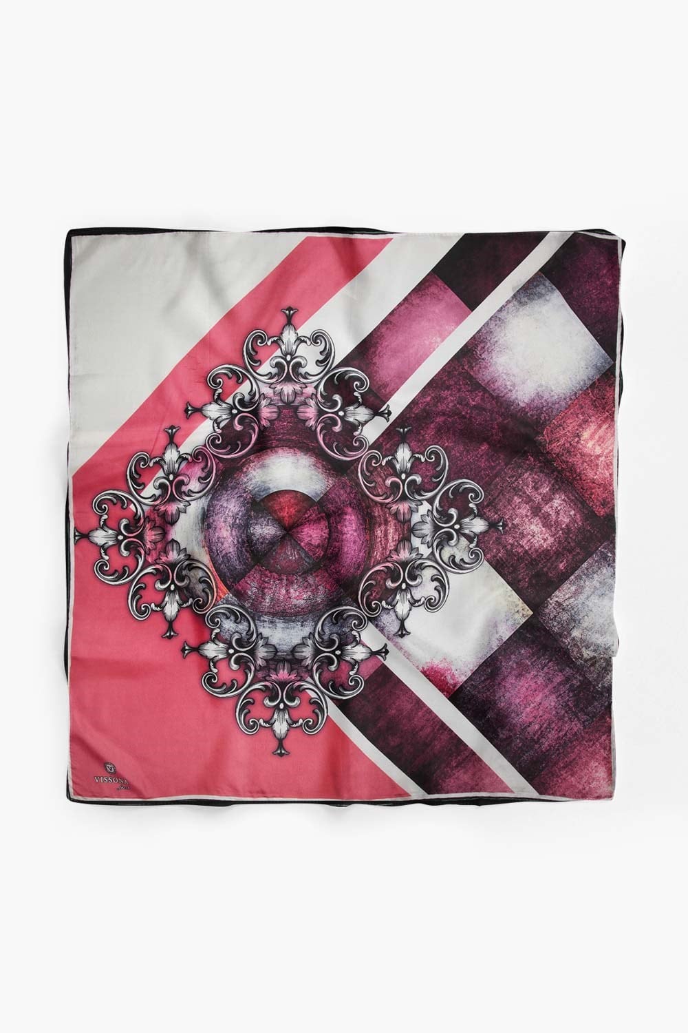 %100 İpek Kadın Desenli Bandana 80x80