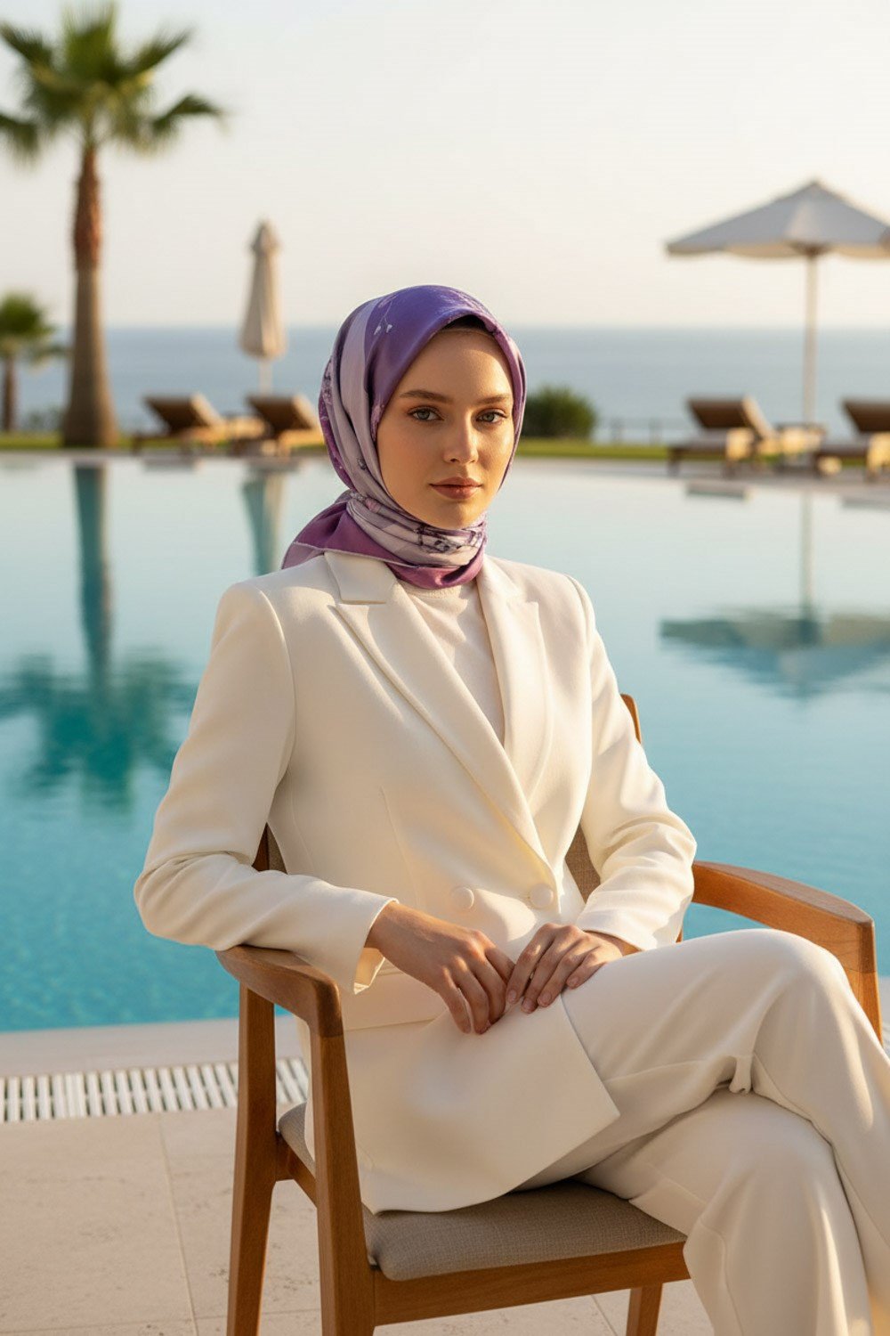 %100 Twill İpek Geometrik Ve Çiçek Desenli Pembe - Lila Renkli 90x90 Eşarp Dikim Şekli : El Dikişi