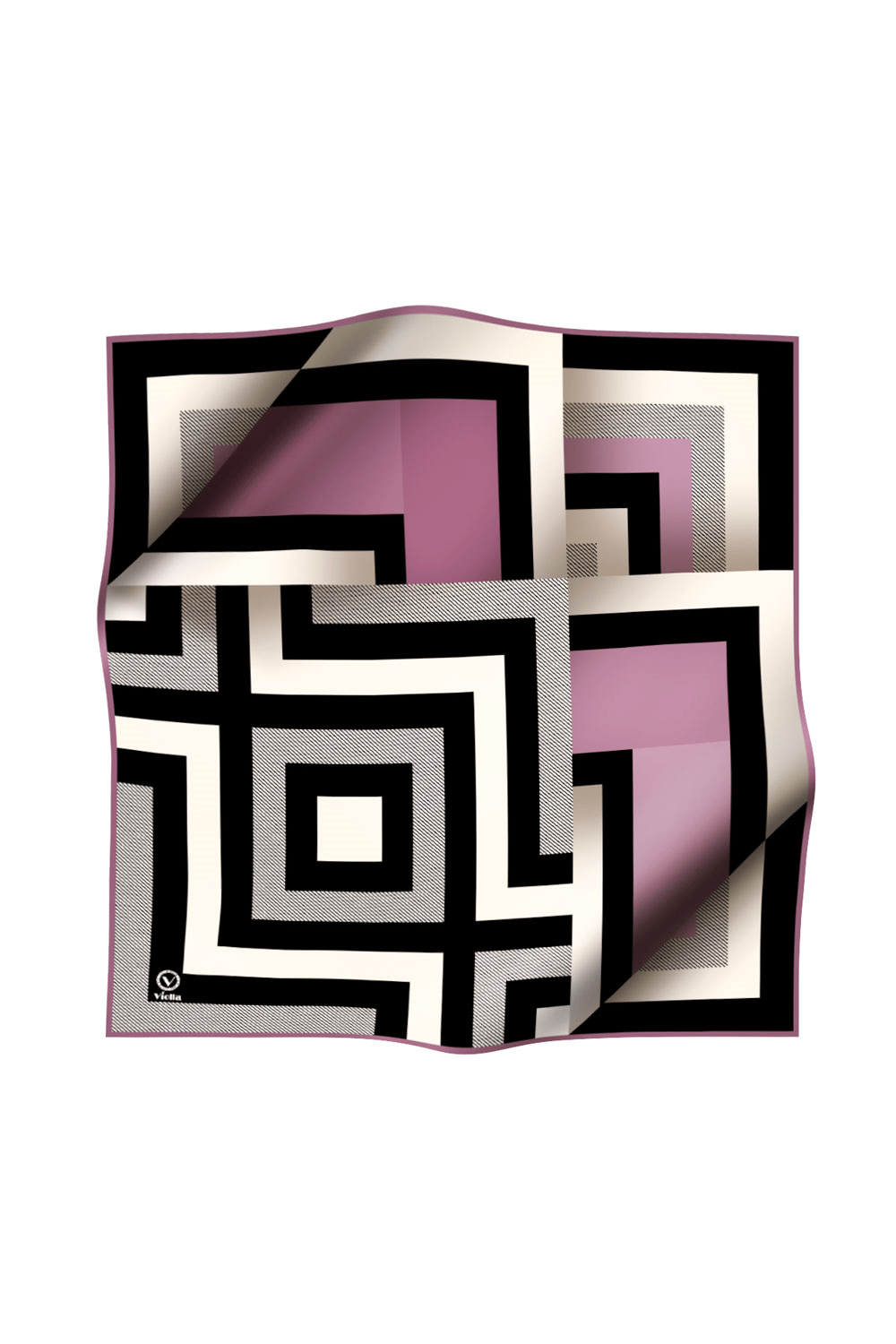 Twill Geometrik Desenli Lila Renkli 90x90 Eşarp (İpek İçermez) Dikim Şekli : El Dikişi