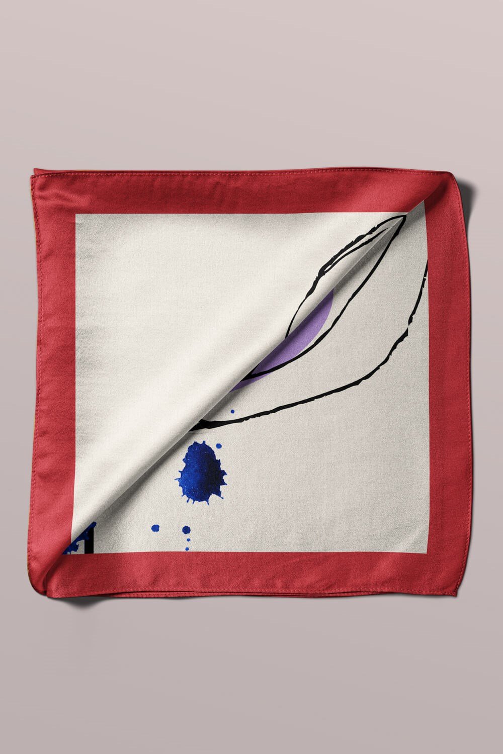 Violla V12 Kadın Portre Desenli Bandana 50x50 Gri Mavi DG0489-22