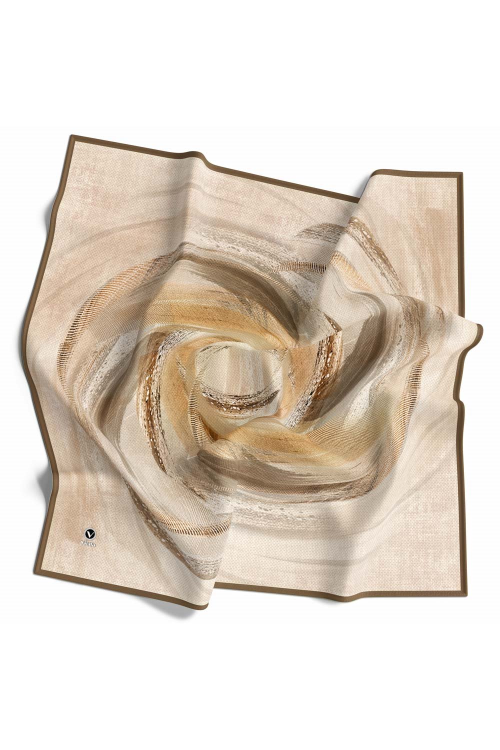 Rayon Fırça Darbesi Desenli Vizon Renkli 90x90 Eşarp (İpek İçermez) Dikim Şekli : El Dikişi