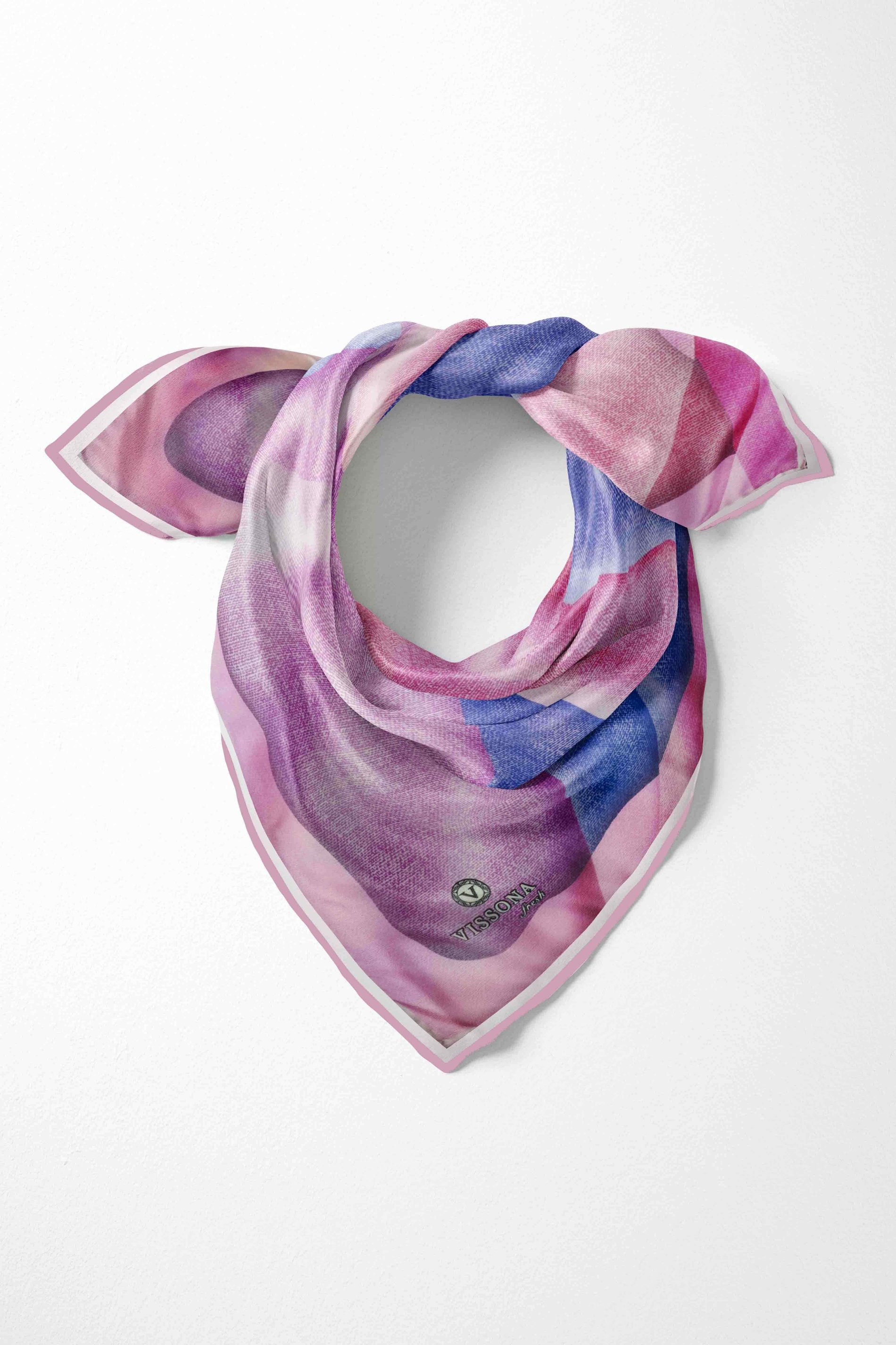 %100 İpek Kadın Desenli Bandana 80x80
