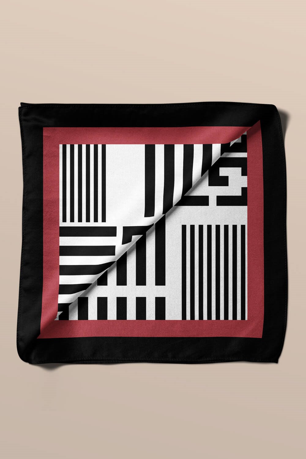 Kadın Siyah Beyaz Geometrik Desenli 50x50 Bandana HYL DG01510-22