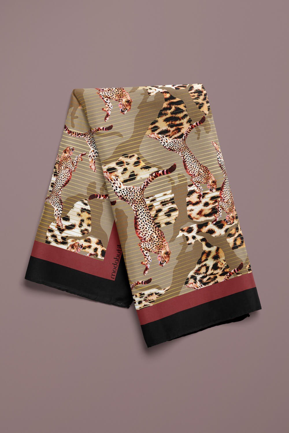 Violla E53 Kadın Kahve Vizon Animal Desenli 50x50 Bandana