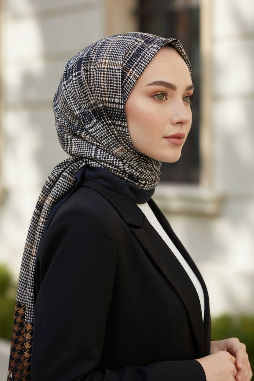 KREP EKOSELİ KAZAYAK DESENLİ HARDAL RENKLİ 75X195 KIRIŞMAZ ŞAL