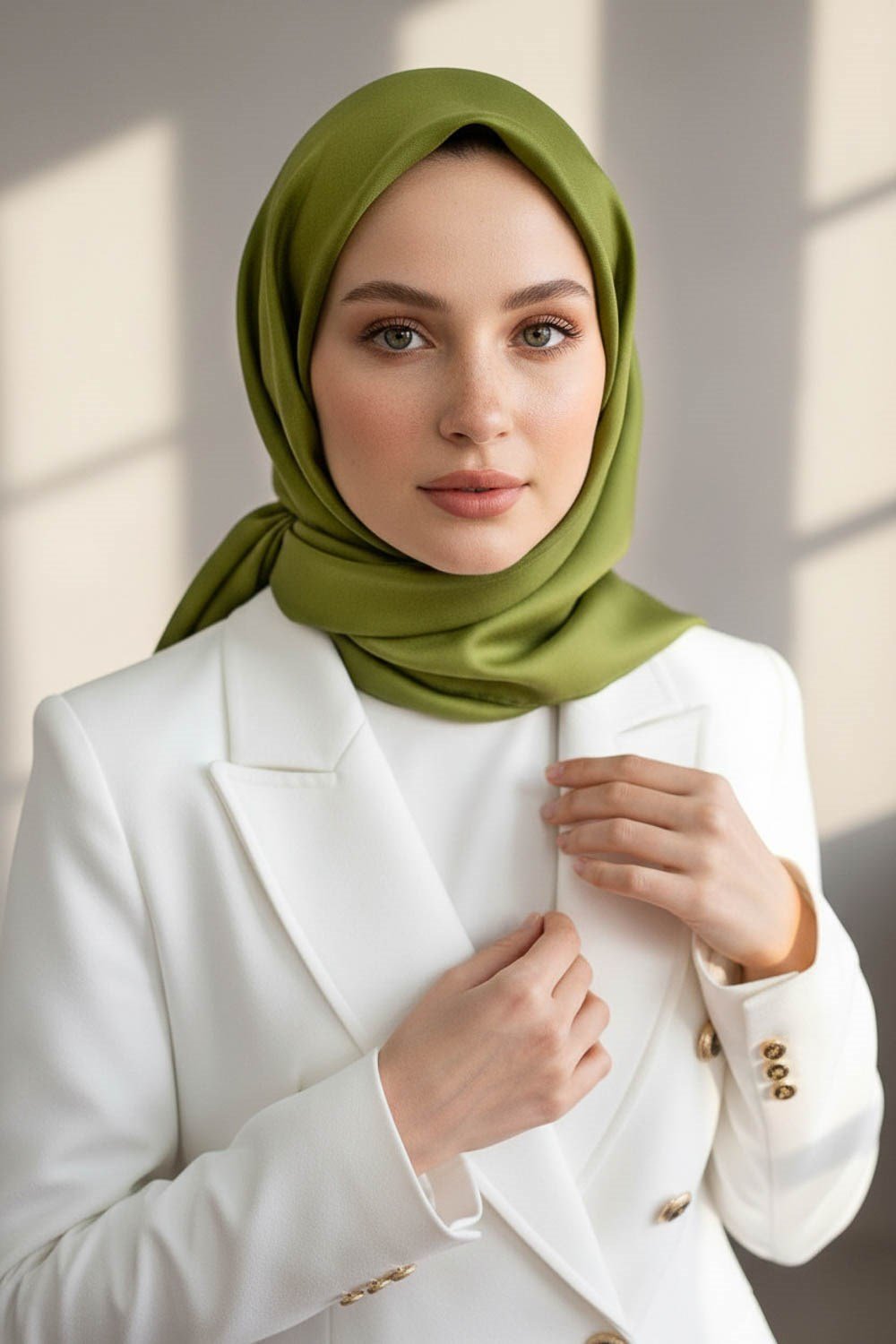 %100 Twill İpek Düz Desenli Küf Yeşili Renkli Daha Tok Exclusive Serisi 90x90 Eşarp Dikim Şekli : El Dikişi