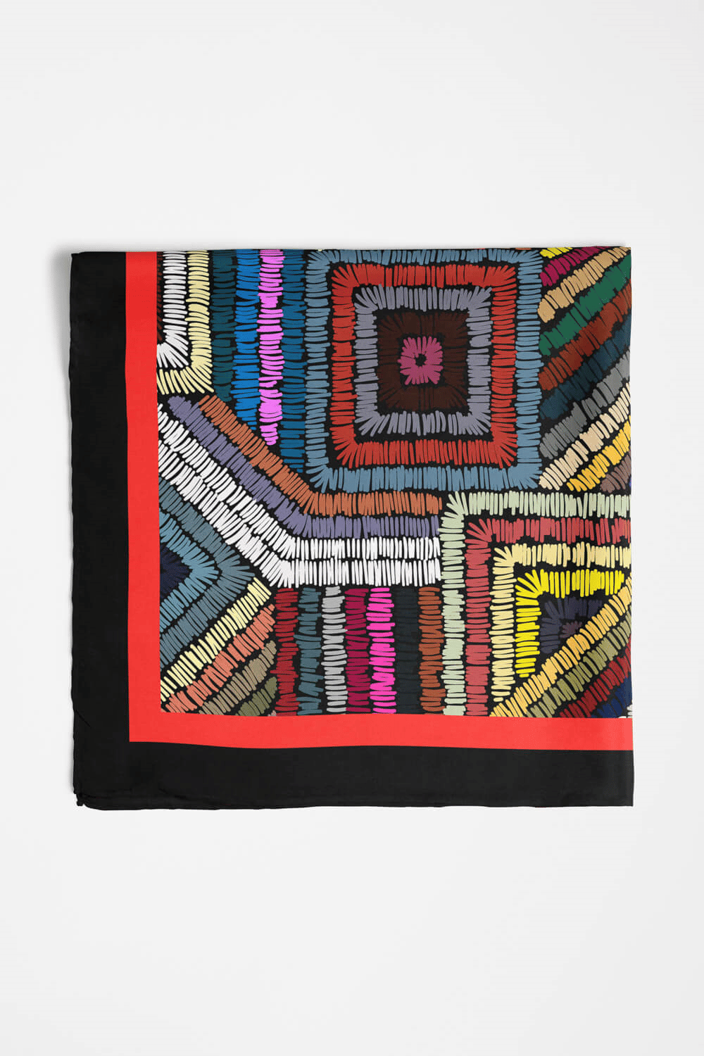 Kadın Çok Renkli Otantik  Desenli 50x50 Bandana HYL DG0788-22