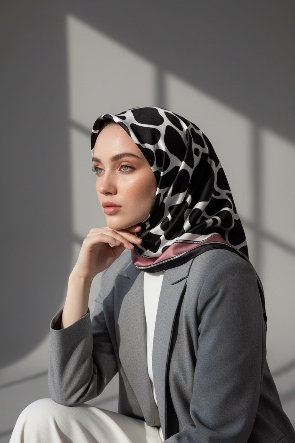 Kristal Taş Desenli Gül Kurusu Renkli 90x90 Eşarp (İpek İçermez) Dikim Şekli : El Dikişi