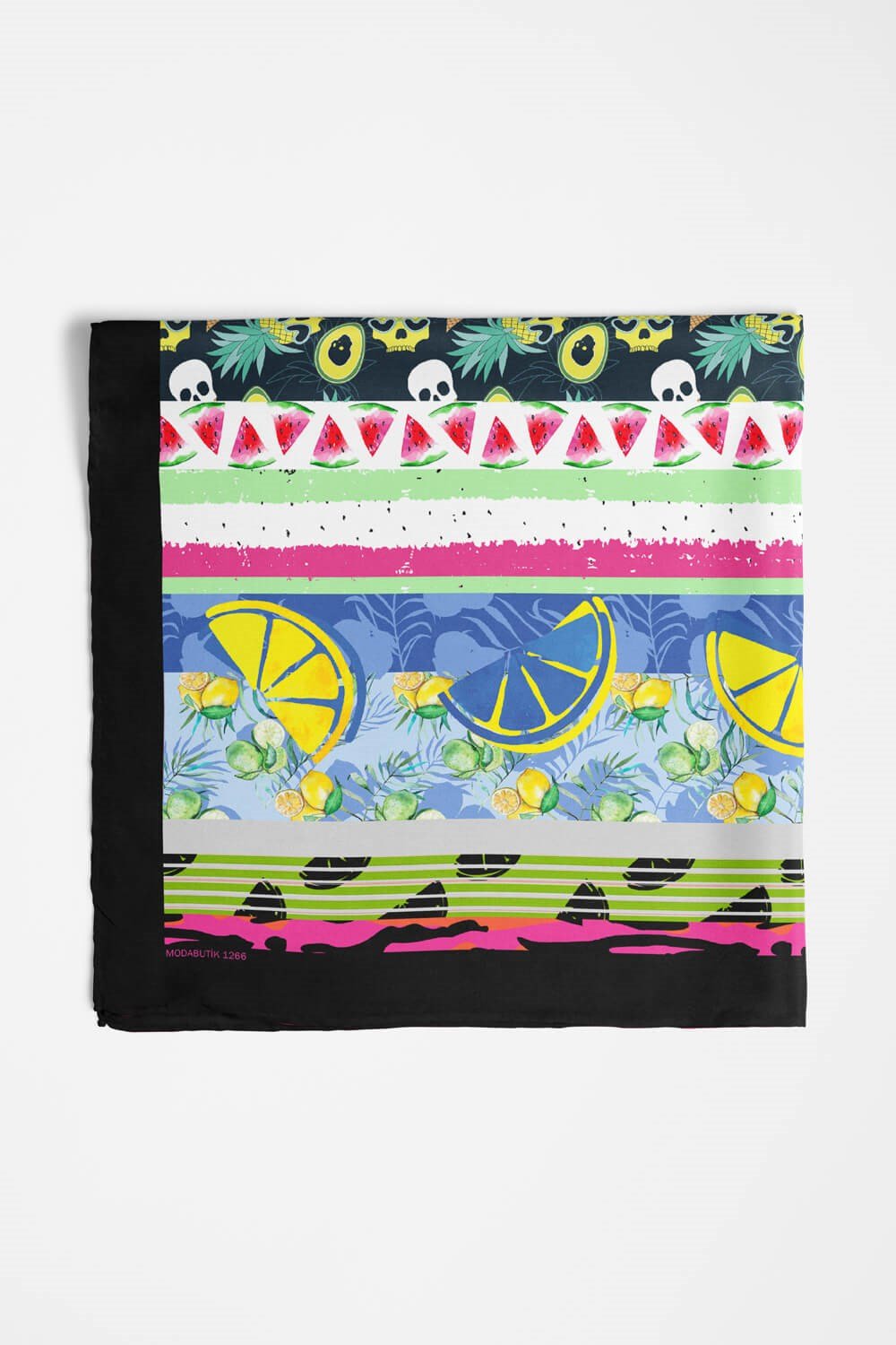Violla Z25 Kadın Yeşil Meyve Desenli 50x50 Bandana HYL DG01266-22