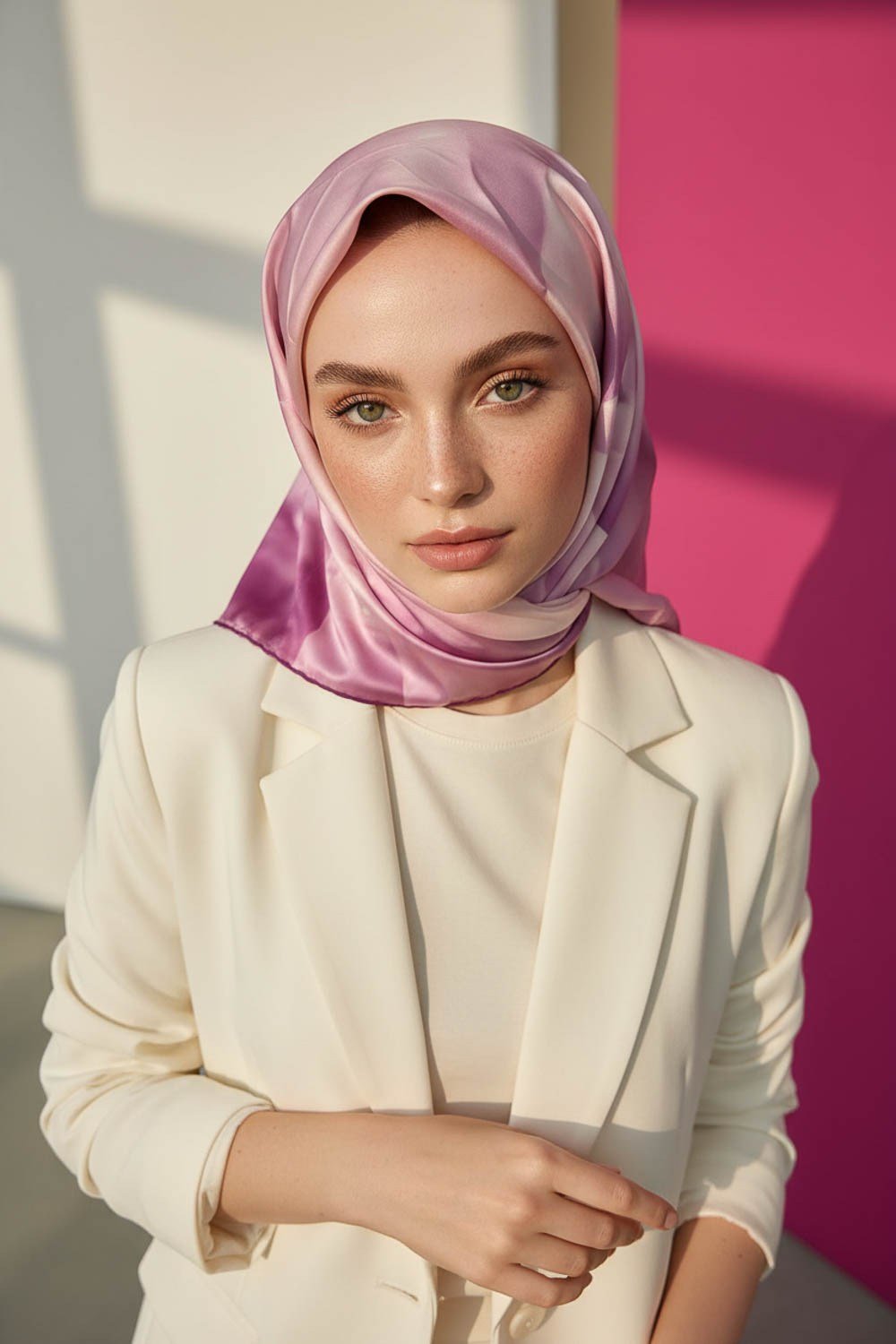 Rayon Büyük Çiçek Desenli Mürdüm Renkli 90x90 Eşarp (İpek İçermez) Kenar Dikiş Şekli El Dikişli