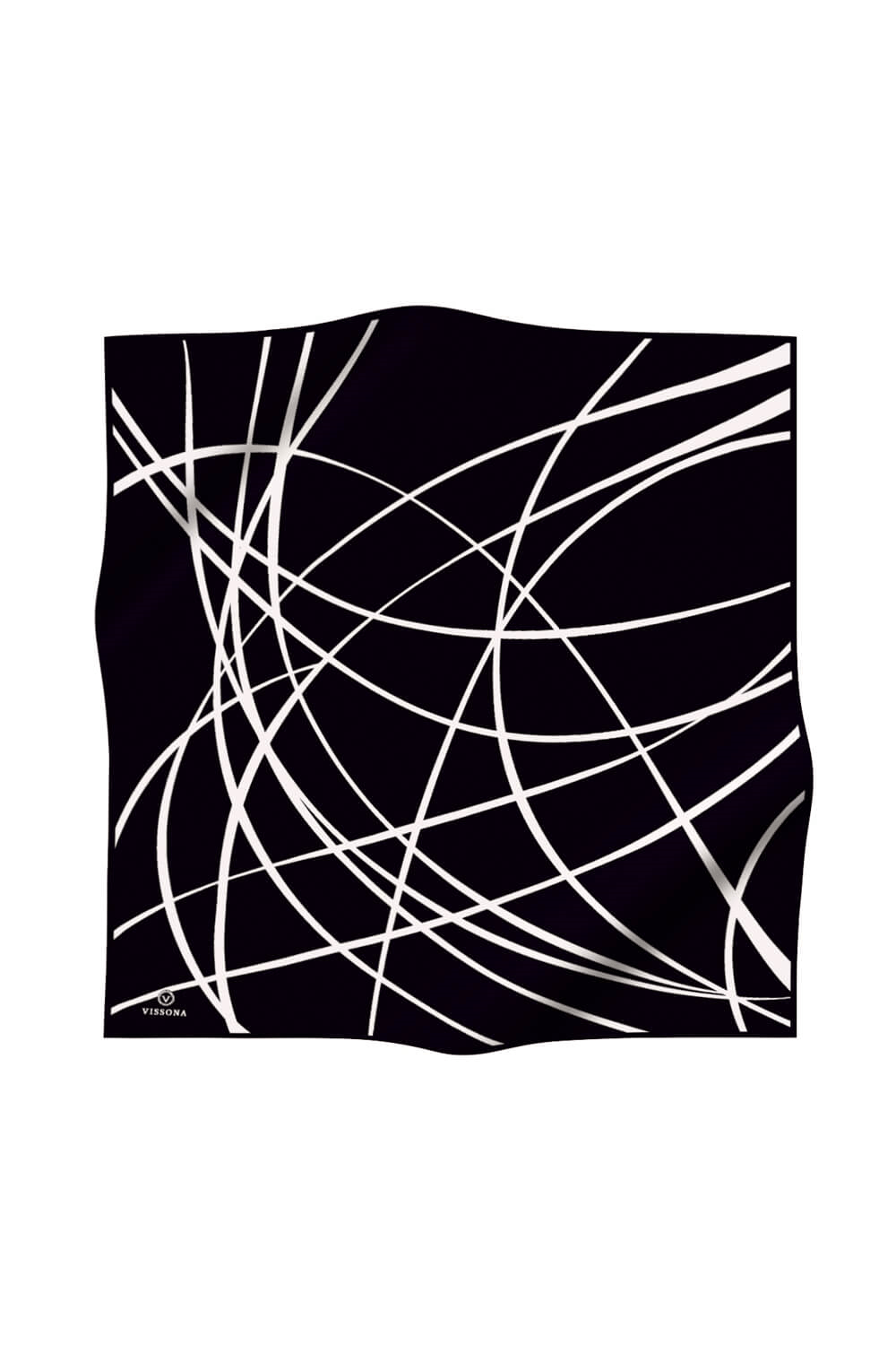 %57 İPEK %43 VİSKON Twill İpek Çizgili Desenli Siyah - Beyaz Renkli 90x90 Eşarp Dikim Şekli : El Dikişi