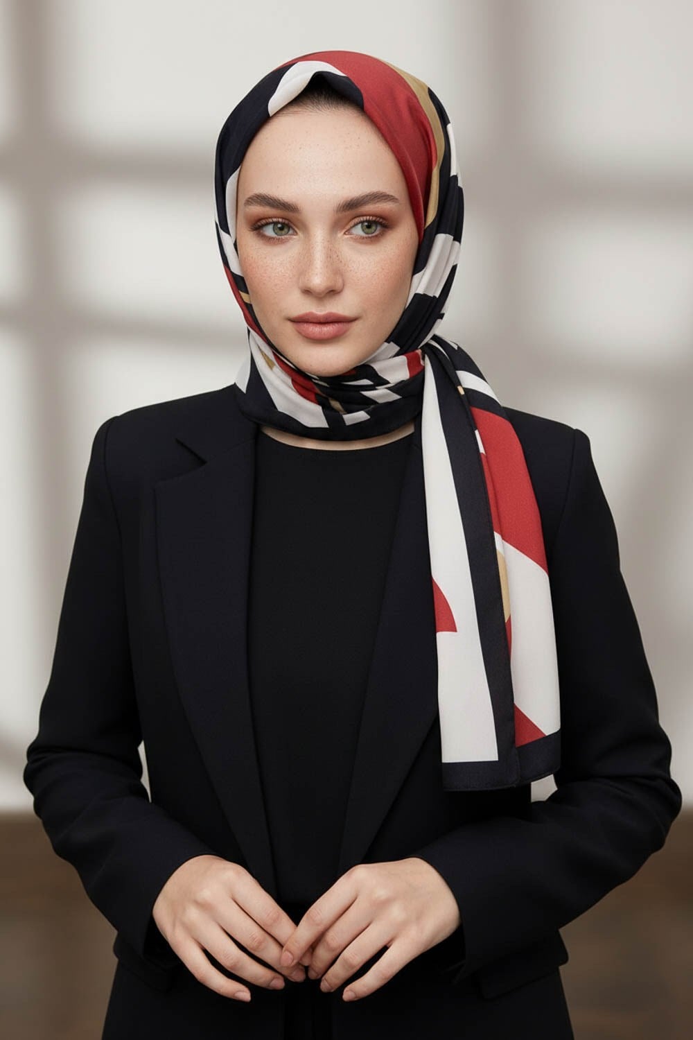KREP DESENLİ BEJ RENKLİ 75X195 KIRIŞMAZ ŞAL