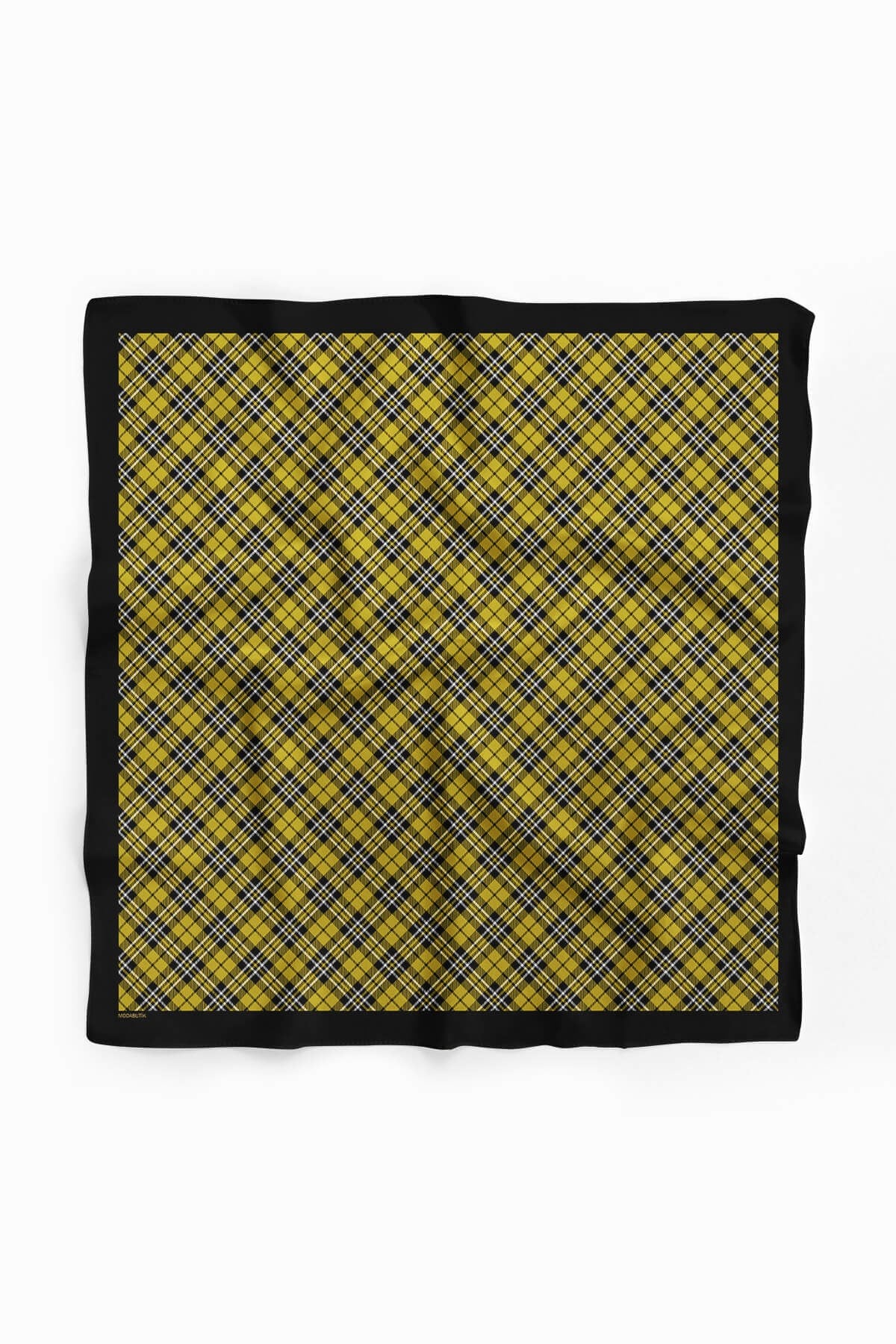 Violla Z48 Kadın Siyah Yeşil Kare Desenli 50x50 Bandana HYL DG01411-22